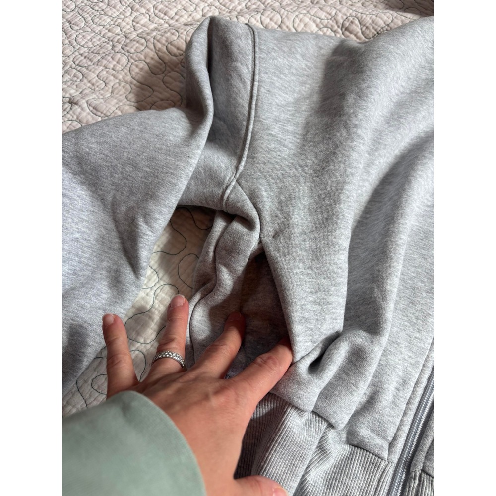 Wilo The Label Womens Brushed Fleece Crop Zip Hoodie Grey Marle Size Small - Picture 3 of 7